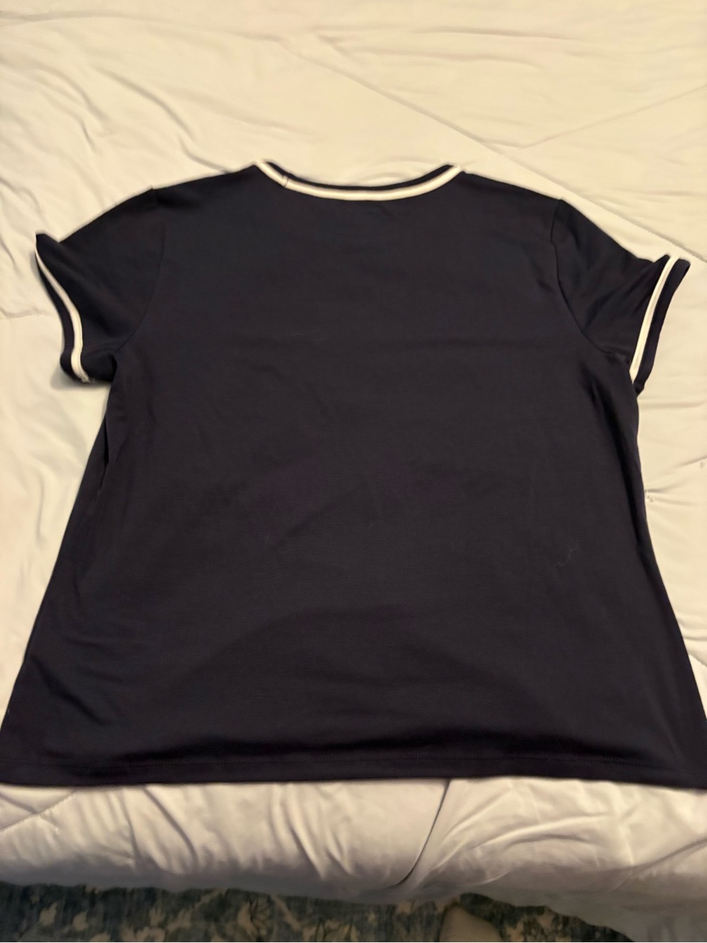Athleta Navy Short Sleeve Tee with White Trim